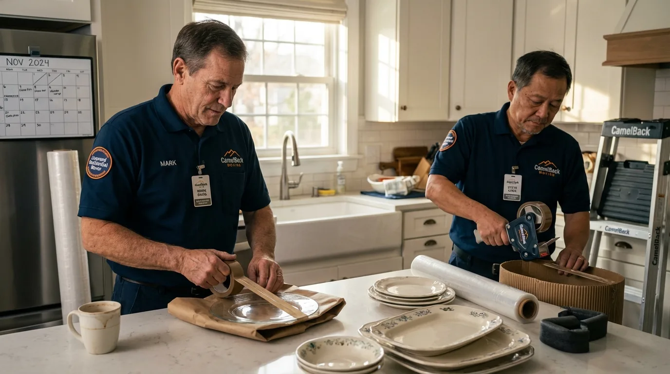 Professional crew packing kitchen dishware in Germantown, OH